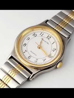 Vintage Spanish Vela Two-Tone Gold Silver Swiss Movement Dress Watch